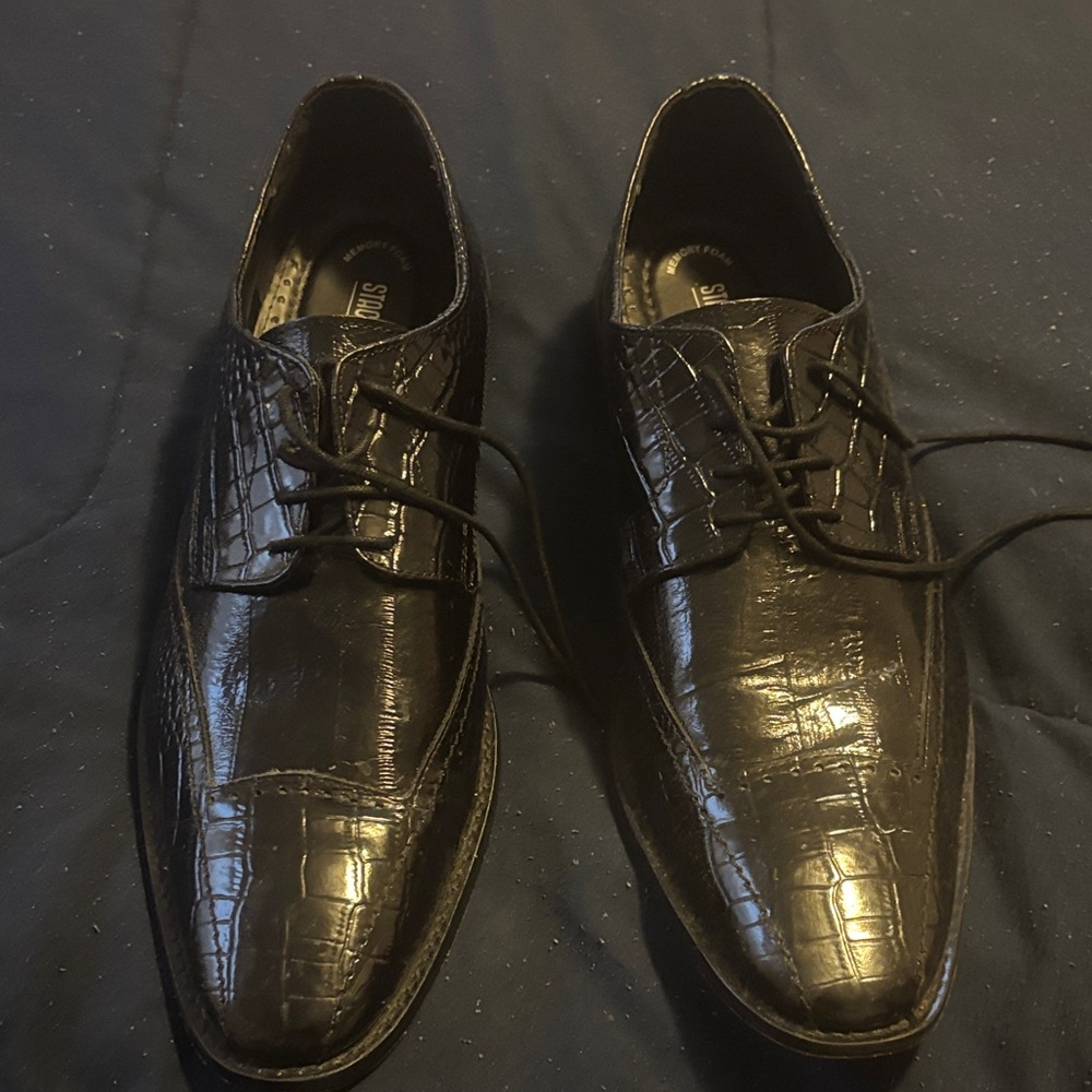 Stacy Adams Black Crocodile Pattern Oxfords